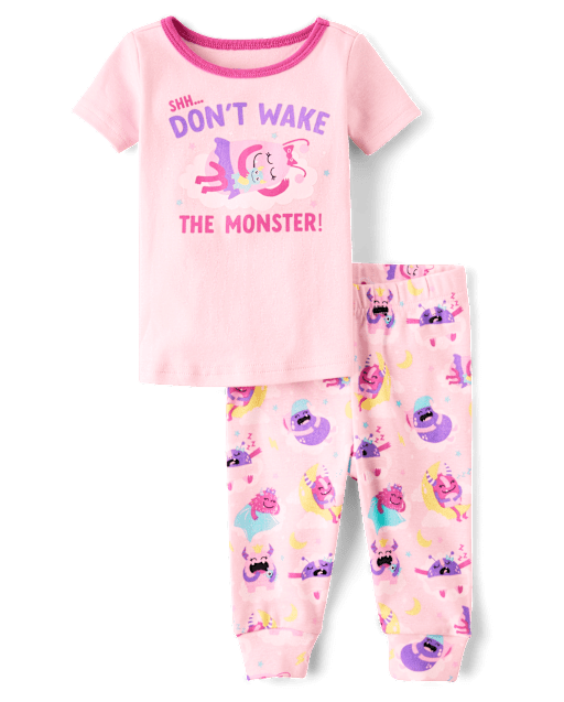 Baby And Toddler Girls Monster Snug Fit Cotton Pajamas