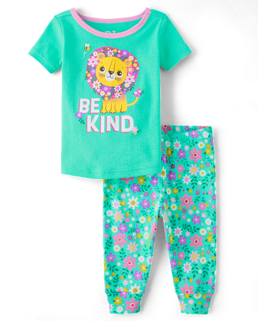 Baby And Toddler Girls Be Kind Snug Fit Cotton Pajamas