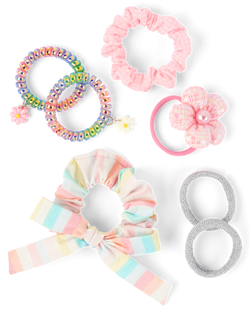 Girls Flower Scrunchie 7-Pack