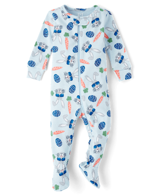 Baby And Toddler Boys Bunny Sunglasses Snug Fit Cotton Footed One Piece Pajamas