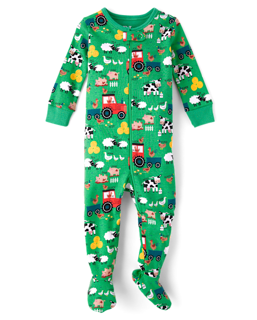 Baby And Toddler Farm Animal Snug Fit Cotton Footed One Piece Pajamas