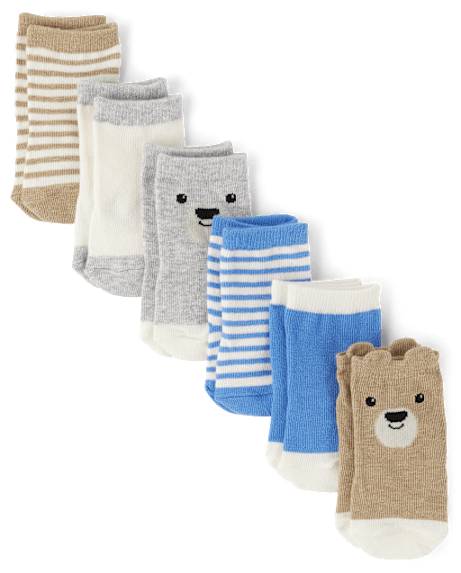 Baby Boys Bear Midi Socks 6-Pack