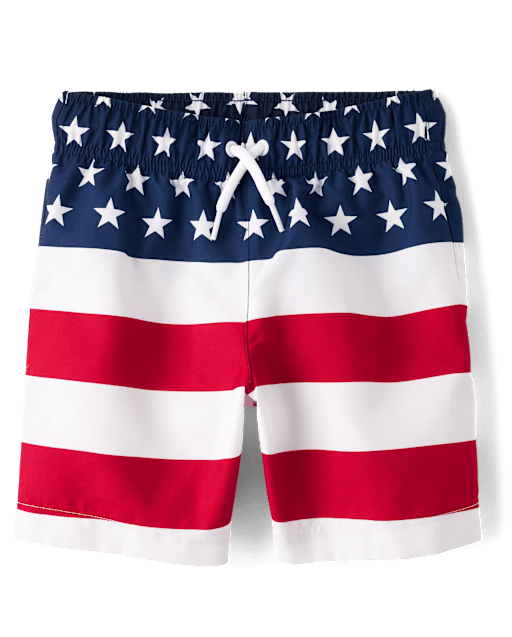 Boys American Flag Swim Trunks