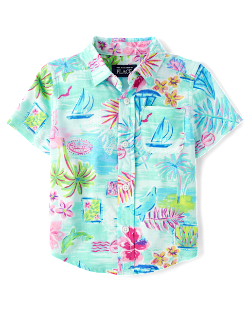 Baby And Toddler Boys Matching Family Tropical Button Up Shirt