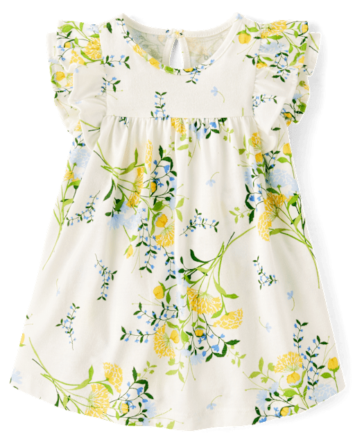 Baby Girls Floral Flutter Bodysuit Dress