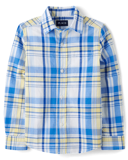 Boys Dad And Me Plaid Poplin Button Up Shirt