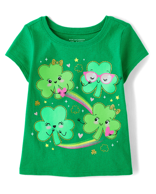T-shirt graphique trèfles de la Saint-Patrick pour bébés et petites filles