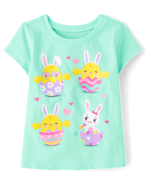 Baby And Toddler Girls Easter Eggs Graphic Tee