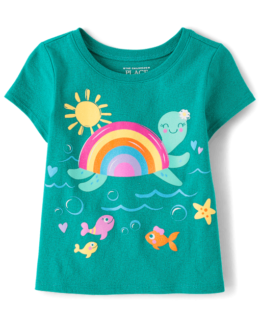 Baby And Toddler Girls Turtle Graphic Tee