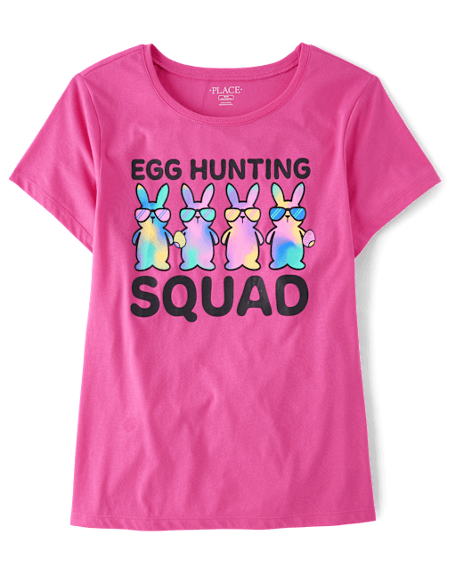 Womens Matching Family Easter Egg Hunting Squad Graphic Tee
