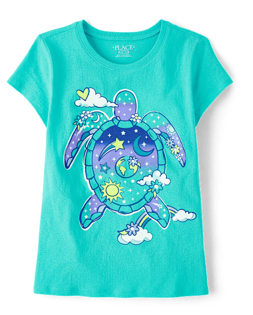Girls Space Turtle Graphic Tee