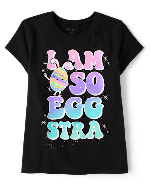 Girls Easter Eggstra Graphic Tee