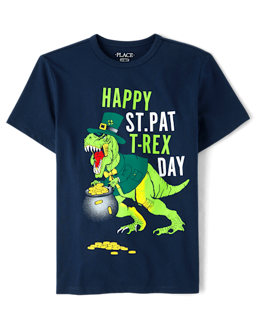 T-shirt graphique T-Rex de la Saint-Patrick pour garçon