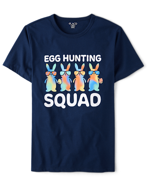 Mens Matching Family Easter Egg Hunting Squad Graphic Tee