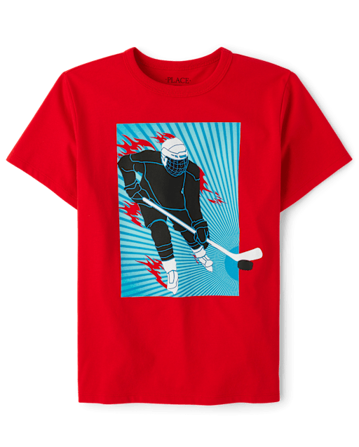 T-shirt graphique joueur de hockey pour garçon