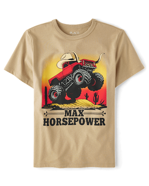 Boys Monster Truck Horsepower Graphic Tee