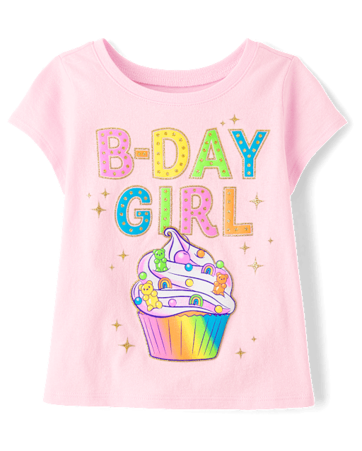 Baby And Toddler Girls Birthday Girl Cupcake Graphic Tee