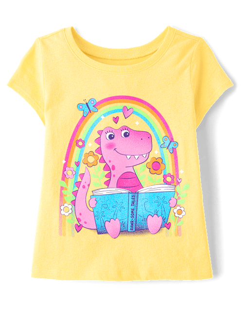 Baby And Toddler Girls Dino Book Graphic Tee