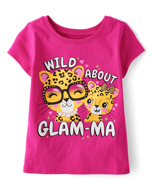 Baby And Toddler Girls Glam-Ma Leopard Graphic Tee