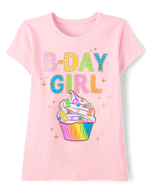 Girls Birthday Girl Cupcake Graphic Tee