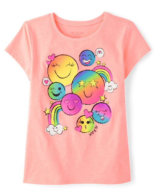 Girls Happy Face Graphic Tee