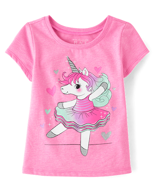 Baby And Toddler Girls Unicorn Ballerina Graphic Tee