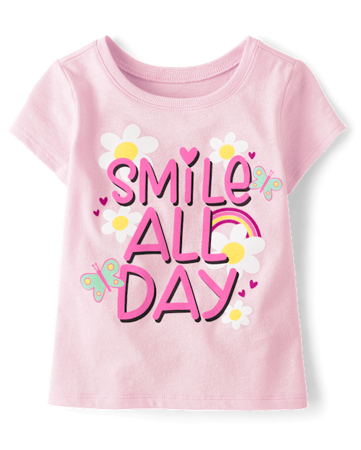 Baby And Toddler Girls Smile All Day Graphic Tee