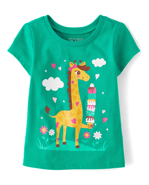 Baby And Toddler Girls Giraffe Ice Cream Graphic Tee