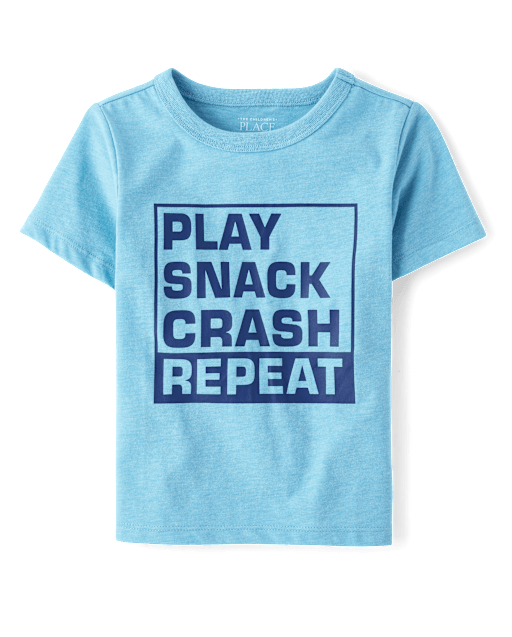 Baby And Toddler Boys Play Snack Crash Repeat Graphic Tee