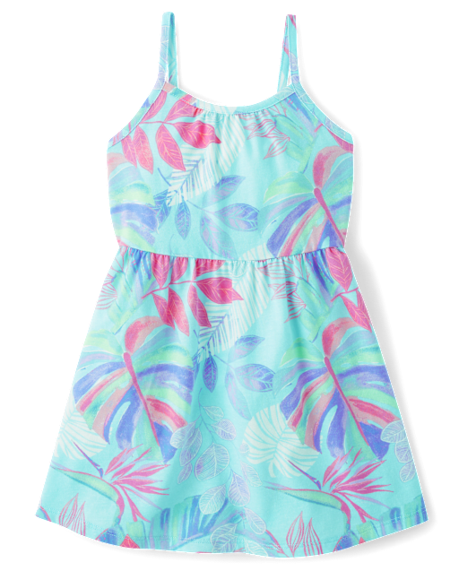 Baby And Toddler Girls Tropical Leaf Tank Dress