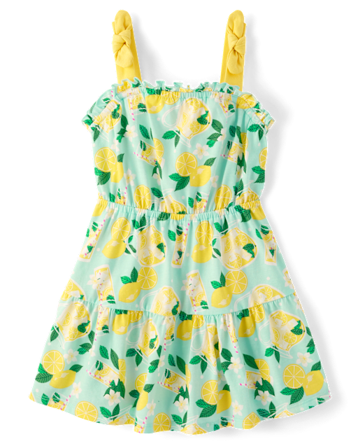 Baby And Toddler Girls Print Tiered Tie Shoulder Dress