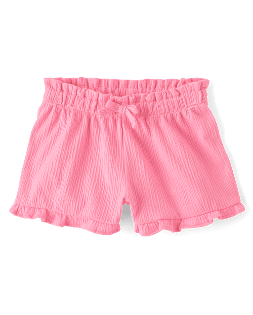 Toddler Girls Jacquard Ruffle Paperbag Waist Shorts