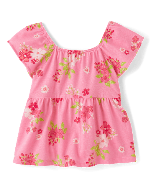 Toddler Girls Print Tie Back Empire Babydoll Top