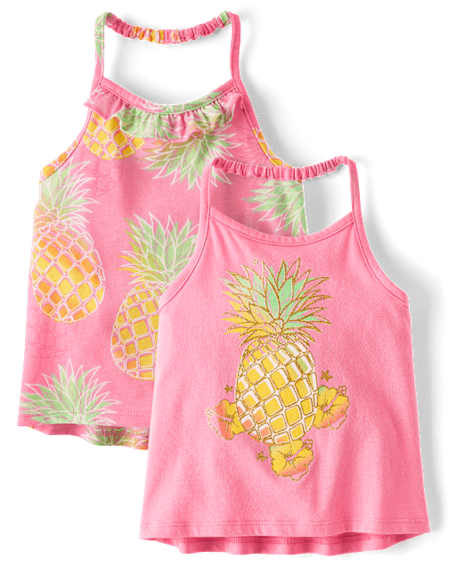 Toddler Girls Graphic Halter Tank Top 2-Pack