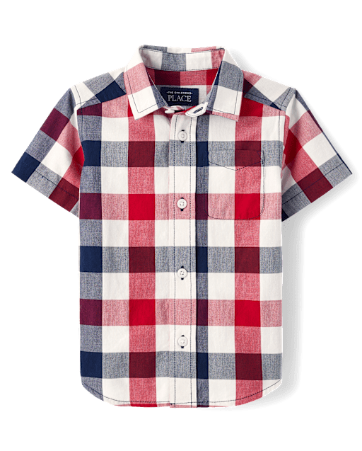 Baby And Toddler Boys Gingham Poplin Button Up Shirt