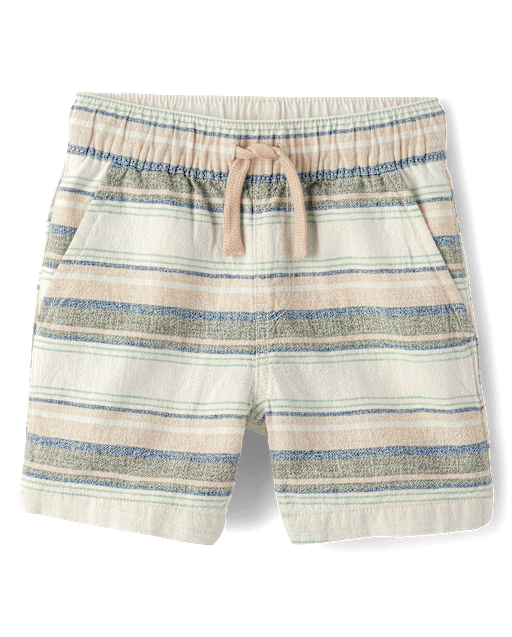Baby And Toddler Boys Striped Linen-Blend Pull On Jogger Shorts