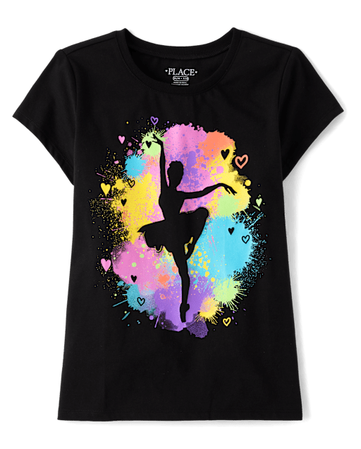 Girls Rainbow Ballerina Graphic Tee