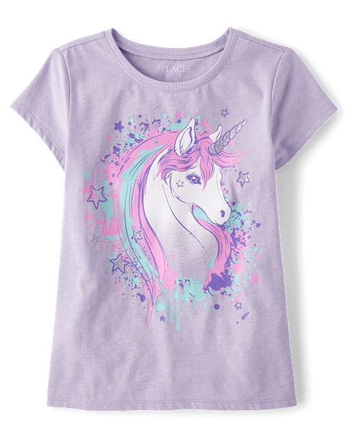 Girls Unicorn Star Graphic Tee