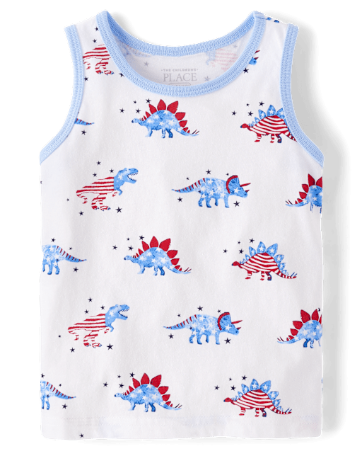 Baby And Toddler Boys American Flag Dino Tank Top