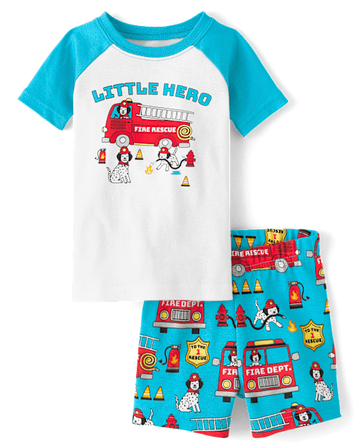 Baby And Toddler Boys Fire Truck Snug Fit Cotton Pajamas