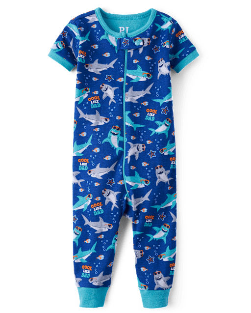 Baby And Toddler Boys Shark Snug Fit Cotton One Piece Pajamas