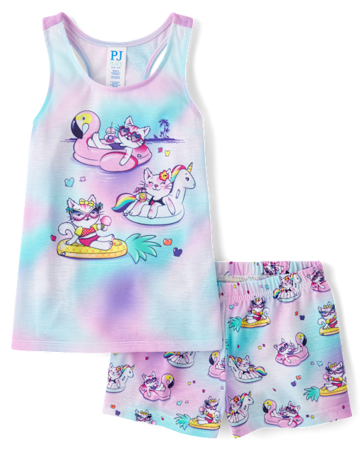 Girls Cat Pool Float Pajamas