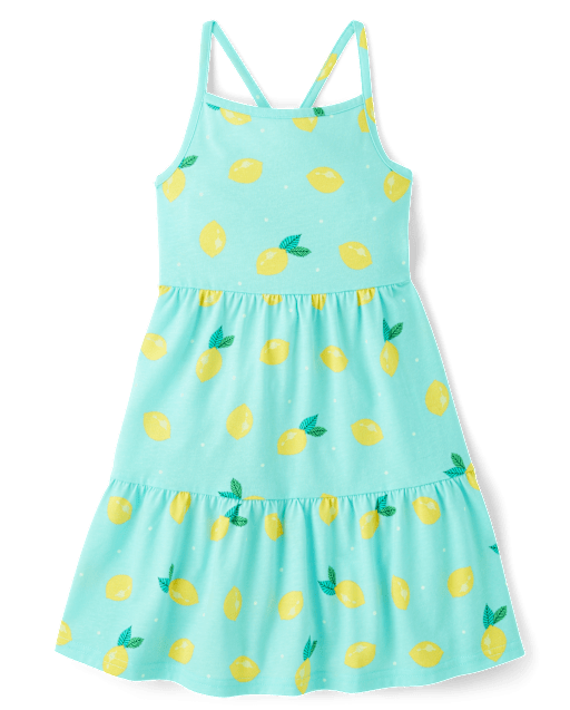 Girls Print Tiered Dress