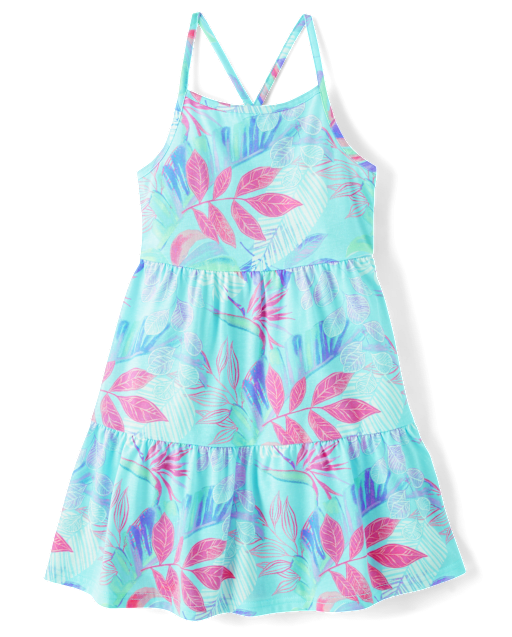 Girls Print Tiered Dress