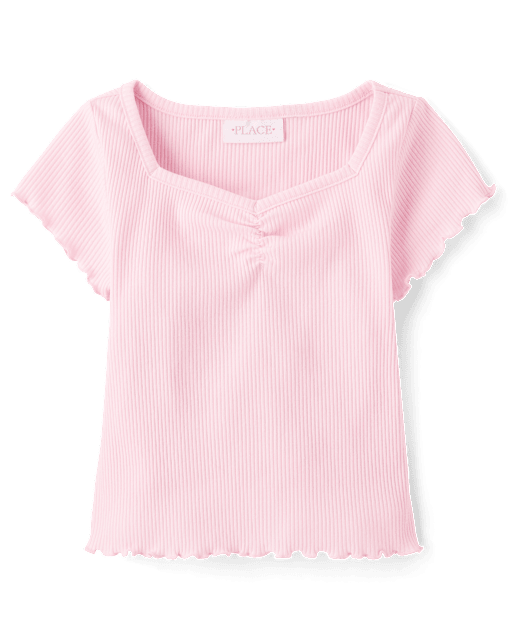 Girls Print Ribbed Cropped Baby Tee