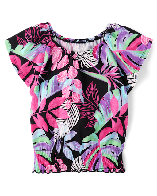 Girls Print Smocked Top
