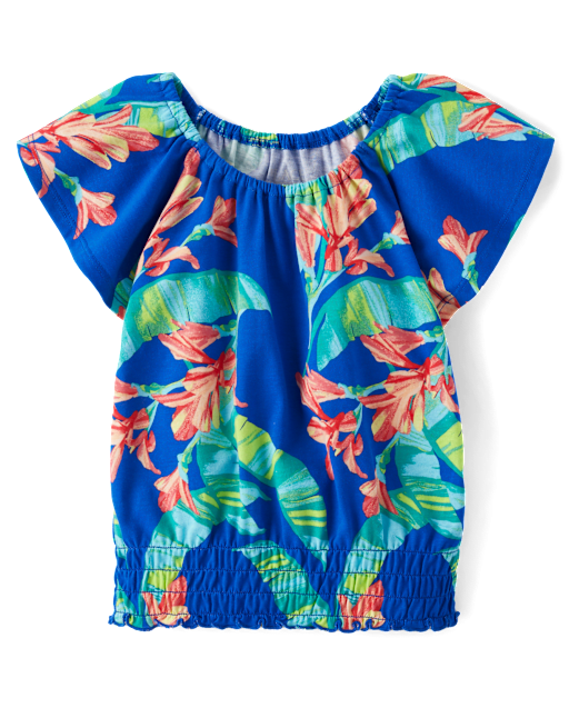 Girls Print Smocked Top