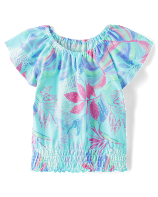 Girls Print Smocked Top