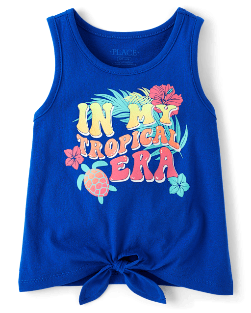 Girls Graphic Tie Front Tank Top