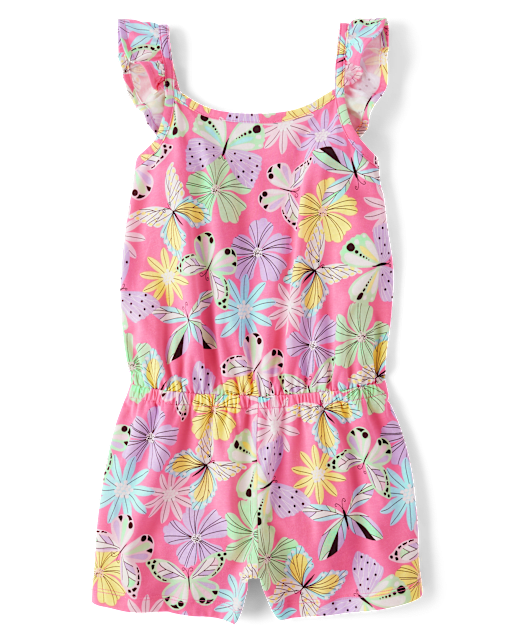 Girls Print Flutter Romper